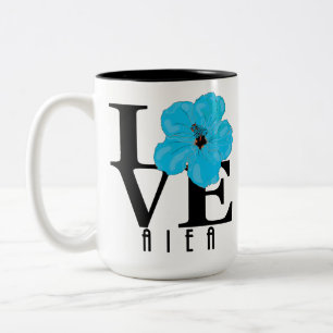 Tasse 2 Couleurs LOVEE Aiea Hawaii Hibiscus bleu 15oz
