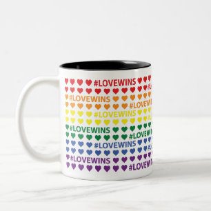 Tasse 2 Couleurs #LoveWins Rainbow Heart Motif