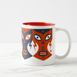 Tasse 2 Couleurs Lucha Libre Rouge Blanc Bleu Mexicain Masque de lu