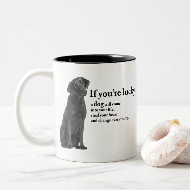 Tasse 2 Couleurs Lucky Black Lab (Avec donut)