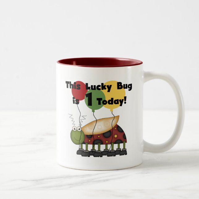 Tasse 2 Couleurs Lucky Bug est un Anniversaire Tshirts et cadeaux (Droit)