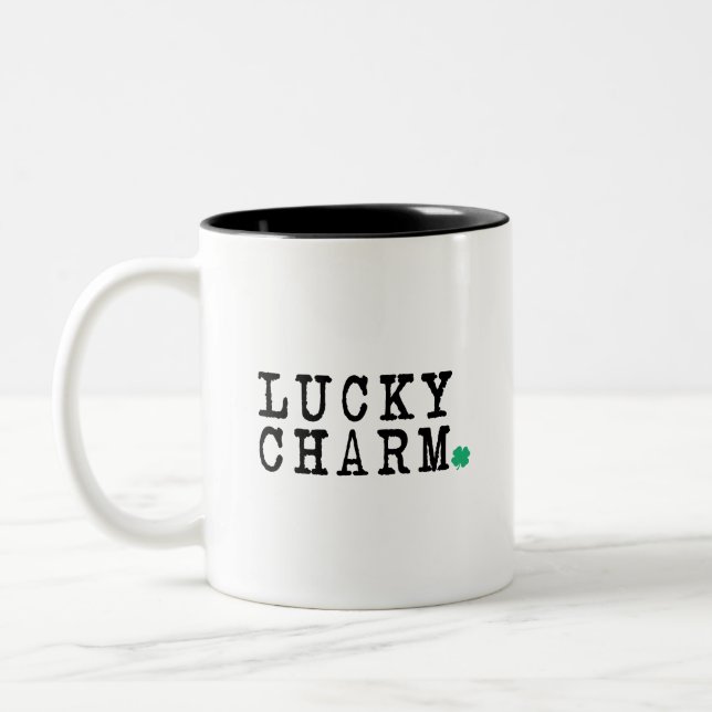 Tasse 2 Couleurs Lucky Charm Jour de la Saint Patrick Lucky Clover (Gauche)