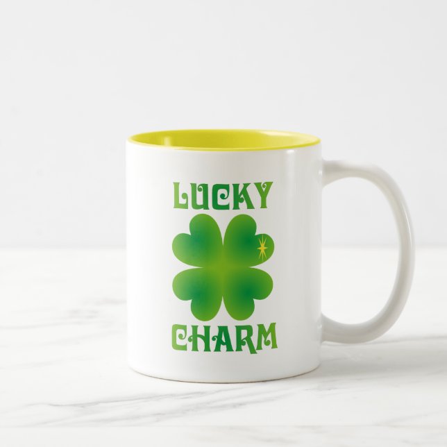 Tasse 2 Couleurs Lucky Charm vert trèfle irlandais (Droit)