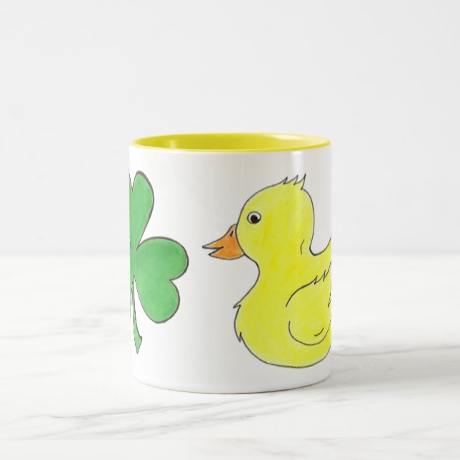 Tasse 2 Couleurs Lucky Duck Shamrock Ducky Saint Patrick (Centre)