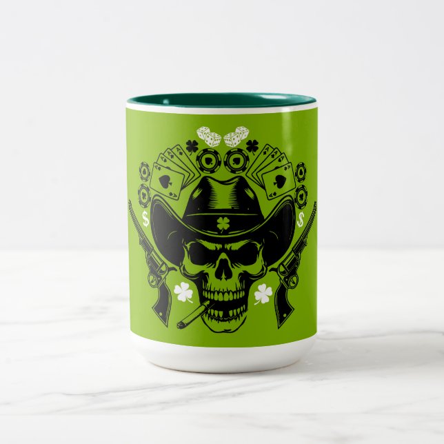 Tasse 2 Couleurs Lucky Poker Skull (Centre)
