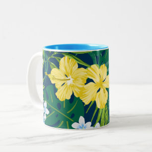 Tasse 2 Couleurs Luna Hibiscus Garden Hawaiian - Jaune et Marine