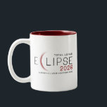 Tasse 2 Couleurs Lunar Eclipse 2026 Custom Location Commemorative<br><div class="desc">Custom total lunar eclipse 2026 mugs make a striking and meaningful gift for astronomy lovers, science enthusiasts, and eclipse event hosts. Designed with a sleek, modern aesthetic in a bold black and deep red color palette, this personalized mug commemorates the March 2–3, 2026 total lunar eclipse with a clean, professional...</div>