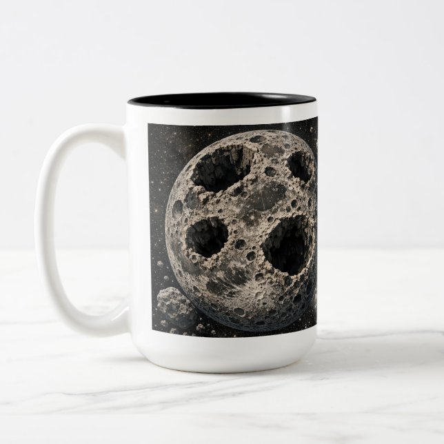 Tasse 2 Couleurs Lune avec trous d'astéroïde (Gauche)