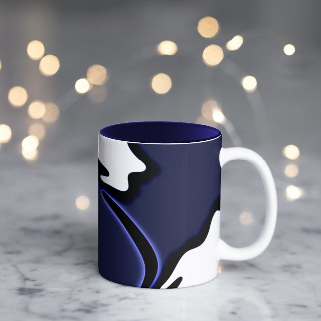 Tasse 2 Couleurs Lune bleue : Bleu Abstrait, Blanc & Noir (Créateur téléchargé)