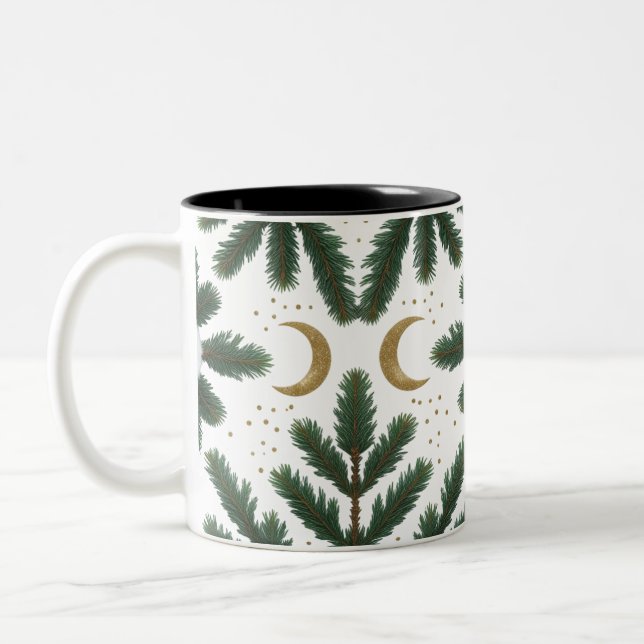 Tasse 2 Couleurs Lune dorée et pin touffu – Luxe  (Gauche)