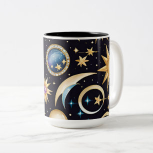 Tasse 2 Couleurs Lune Et Étoiles Céleste