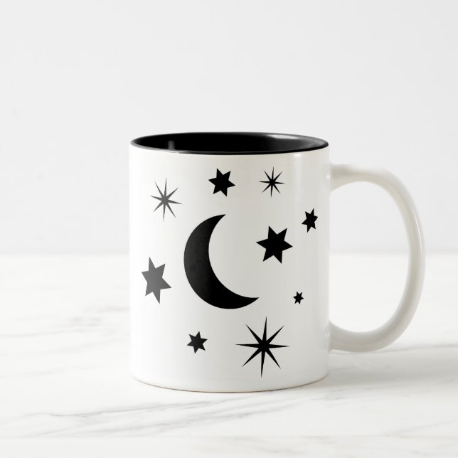 Tasse 2 Couleurs Lune et étoiles noires (Droit)