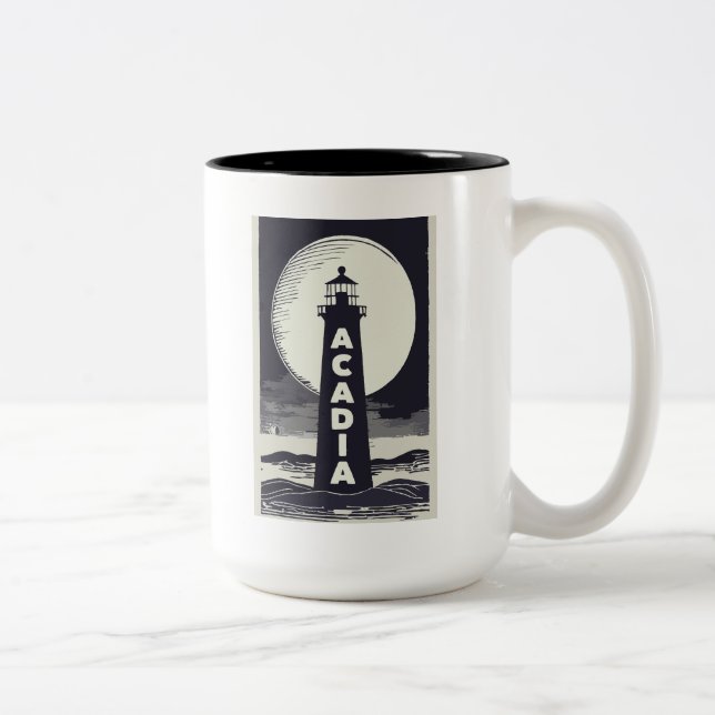 Tasse 2 Couleurs Lune phare du parc national Acadia (Droit)