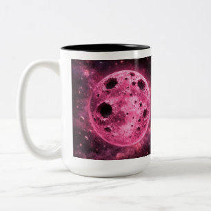 Tasse 2 Couleurs Lune rose avec trous d'astéroïde