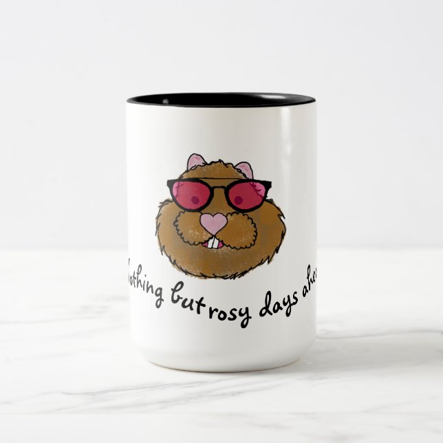 Tasse 2 Couleurs Lunettes de rose Rosy Days Jour de la marmotte (Centre)