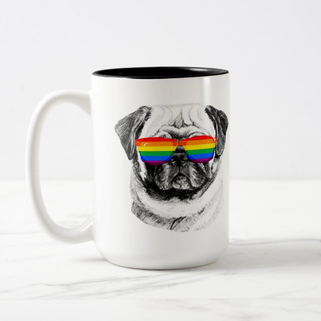 Tasse 2 Couleurs Lunettes de soleil Pug Pride (Gauche)