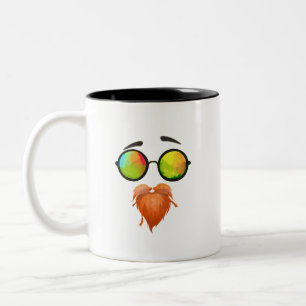 Tasse 2 Couleurs Lunettes de soleil visage barbu drôle design bicol