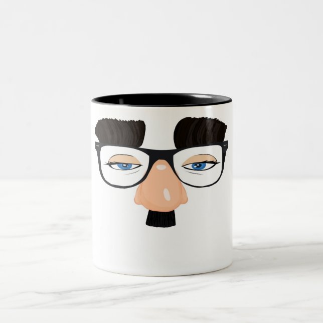 Tasse 2 Couleurs Lunettes et visage avec la moustache (Centre)