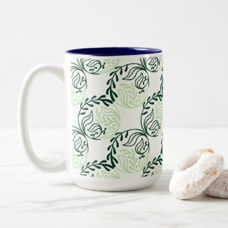 Tasse 2 Couleurs Lush Green Leaves And Vines Pattern