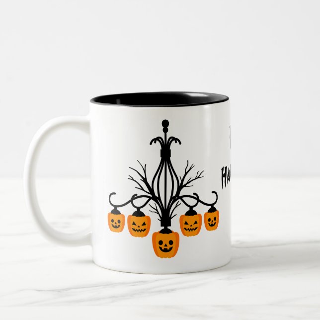 Tasse 2 Couleurs lustre citrouille Halloween gothique (Gauche)