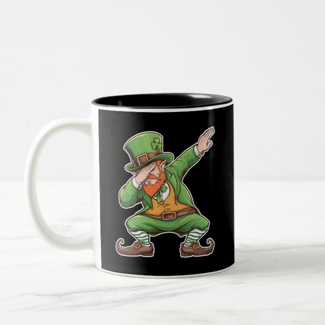 Tasse 2 Couleurs Lutin de la Saint-Patrick Dab Dabbing en vert  (Gauche)