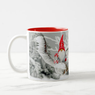 Tasse 2 Couleurs Lutin de Noël Chapeau de Père Noël Rouge enneigé