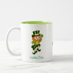 Tasse 2 Couleurs Lutin Mignon, Calligraphie & Pot d'Or