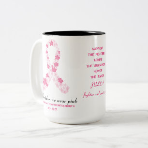 Tasse 2 Couleurs Lutte contre le cancer du sein Floral Sakura Ruban