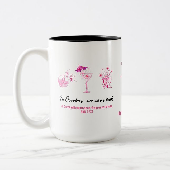 Tasse 2 Couleurs Lutte contre le cancer du sein Ruban rose Inspirat (Gauche)