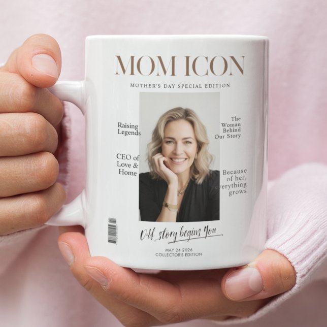Tasse 2 Couleurs Luxury Personalized Mom Magazine Cover (Créateur téléchargé)