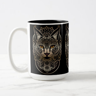 Tasse 2 Couleurs Lynx d'or de conception tribale