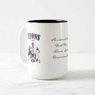 Tasse 2 Couleurs Lyons Family Crest, Traduction & Signification