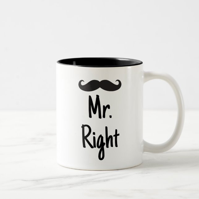 Tasse 2 Couleurs M. Right avec la moustache (Droit)