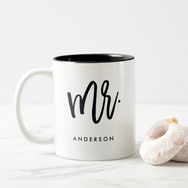 Tasse 2 Couleurs M. Trendy Script Personalized (Avec donut)