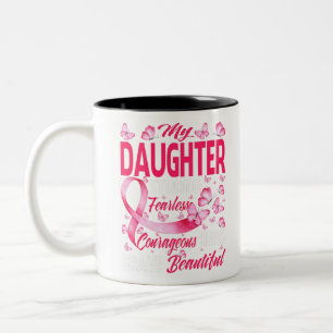 Tasse 2 Couleurs Ma fille rose Ruban Guerrier Traite le cancer