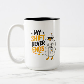 Tasse 2 Couleurs Ma garde ne finit jamais design de canard drôle po