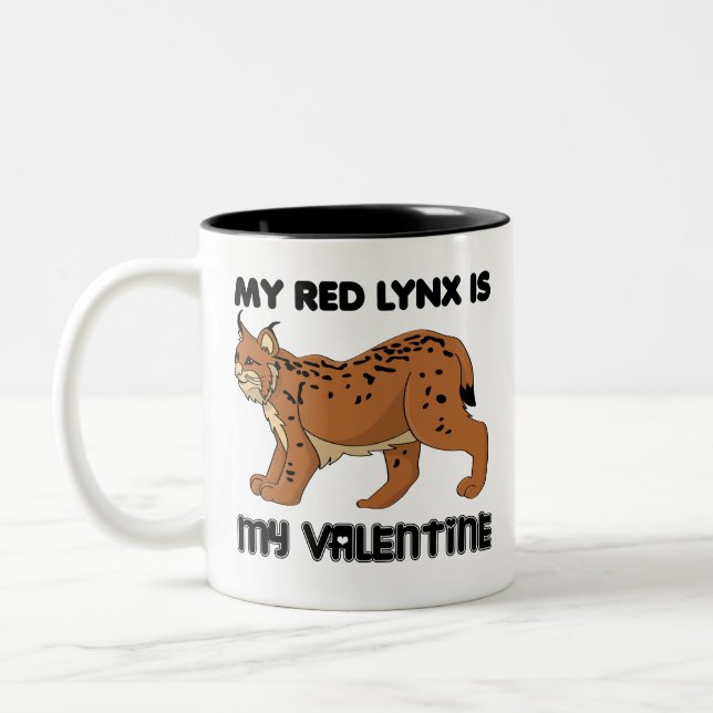 Tasse 2 Couleurs Ma Lynx Rouge est ma Saint Valentin (Gauche)