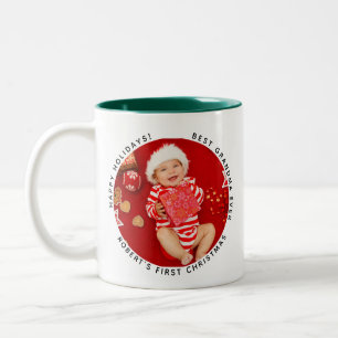 Tasse 2 Couleurs Ma première photo de bébé de Noël grand-mère vacan