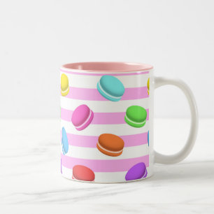 Tasse 2 Couleurs Macaron Coloré Pâtisserie Française Rayures Roses