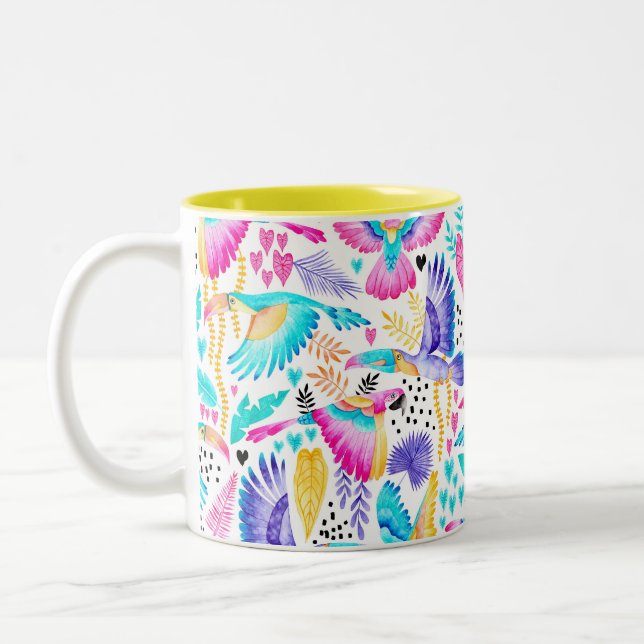 Tasse 2 Couleurs Maccam aquarelle et jungle tropicale (Gauche)