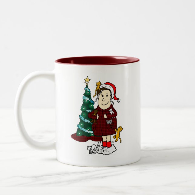 Tasse 2 Couleurs 'Madame Christmas'fou de chat (Gauche)