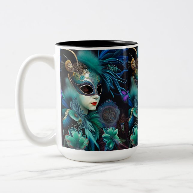 Tasse 2 Couleurs Madame Masquerade Turquoise (Gauche)