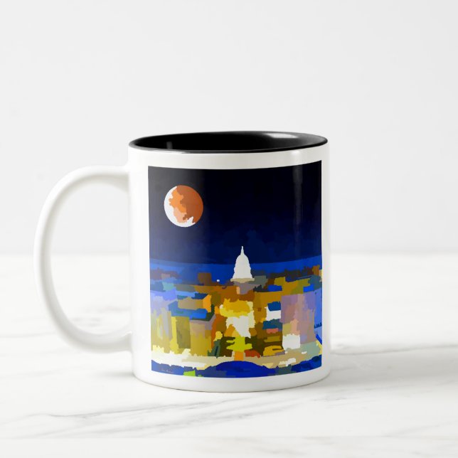 Tasse 2 Couleurs Madison Wisconsin Super Moon Skyline (Gauche)