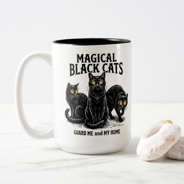 Tasse 2 Couleurs Magical Black Cats (Avec donut)
