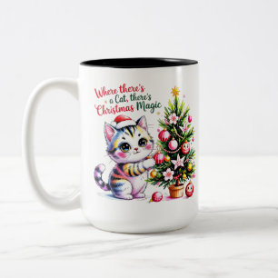 Tasse 2 Couleurs Magie de Noël Vibrante - Cadeau pour Maman Chat Co