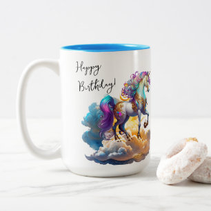 Tasse 2 Couleurs Magique Unicorne Imaginaire nuages romance anniver