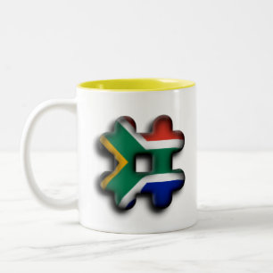 Tasse 2 Couleurs Magnifique Afrique du Sud Hashtag Motif de Drapeau