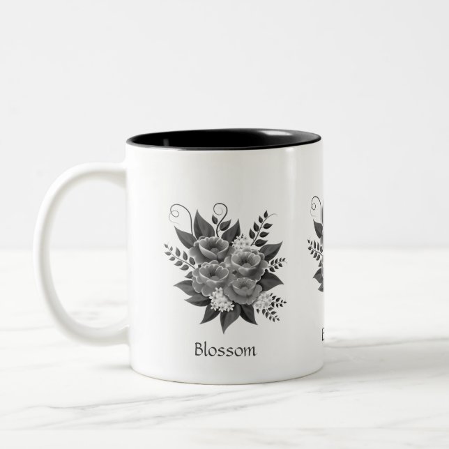 Tasse 2 Couleurs Magnifique bouquet de fleurs argentées (Gauche)