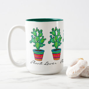 Tasse 2 Couleurs Magnifique Cactus Aquarelle En Beau Pot
