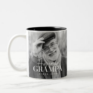 Tasse 2 Couleurs Magnifique Grampa depuis 20XX Simple Photo Élégant